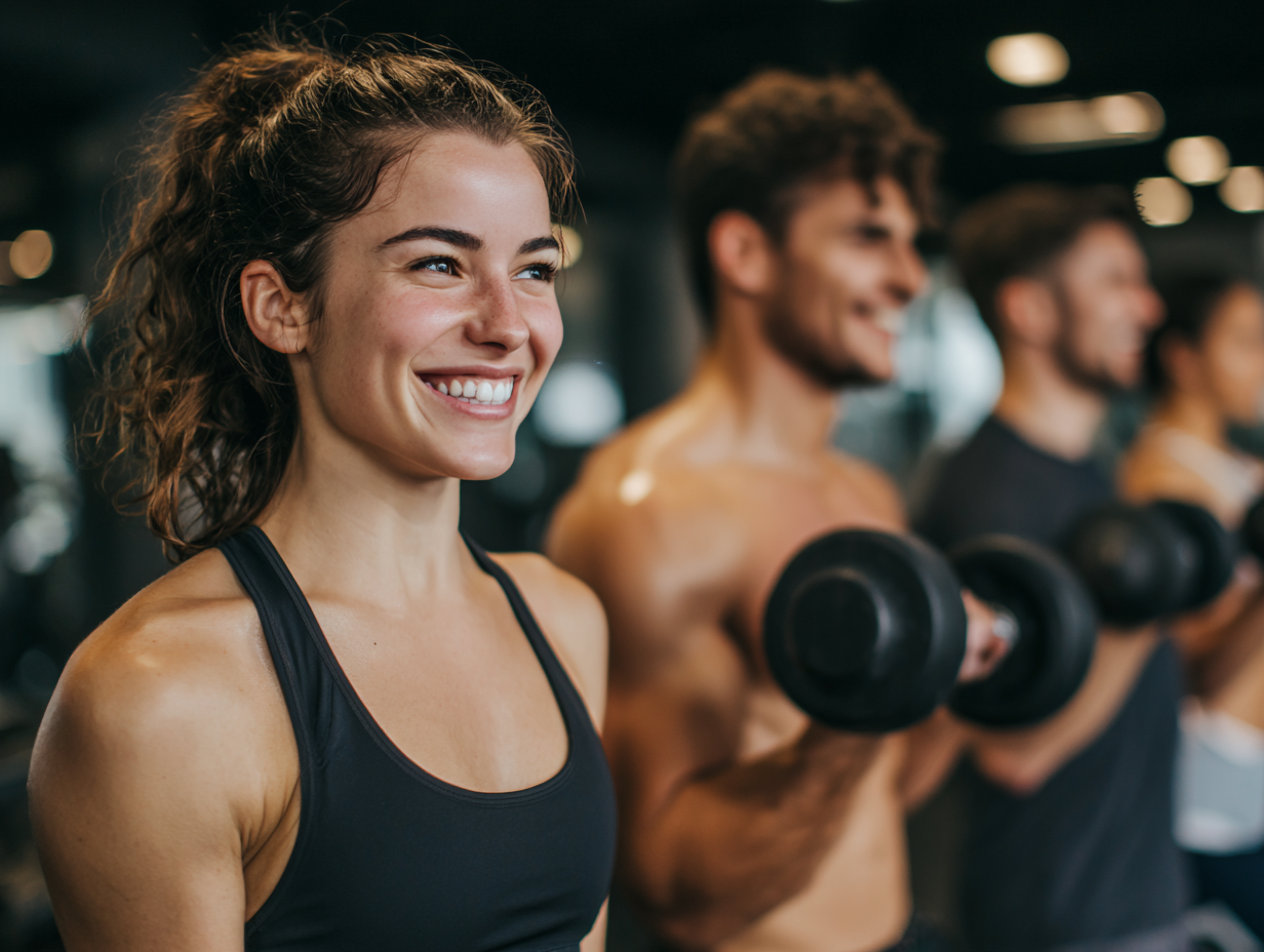 Grupa osób różnego wieku ćwicząca razem